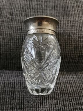 Ralph Lauren Body Lotion Bottle Cut Glass/ Silverplated Lid Vintage 1989 Empty